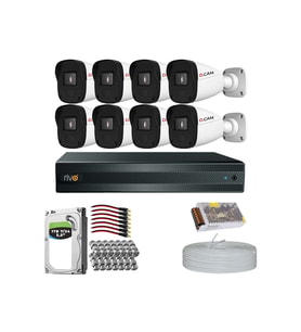 RİVO Dcam 8 Kameralı 40 Metre Gece Görüşlü Set 1TB 7/24 Hdd