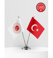 Dışişleri Bakanlığı İkili Masa Bayrağı Set - Saten Kumaş 1. Kalite