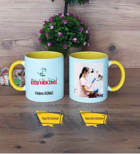 Diş Hekimi Kupa Bardak Sarı Fotoğraflı Diş Hekimleri Günü Hediyesi