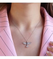 Anka Kuşlu Zirkon Taşlı Gümüş Kolye