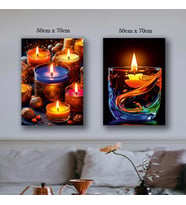 bardak mum renkli sakinlik tablo resim kanvas 2 adet 50x70