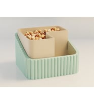 3D Baskı Fıstık Kasesi - Çift Hazneli Kabuk Ayırıcı Sunum Kasesi - Mint Bej