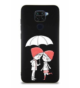 Xiaomi Redmi Note 9 Soft Premier Kapak Aşk Tasarımlı Silikon Kılıf - Siyah (Şeffaf)