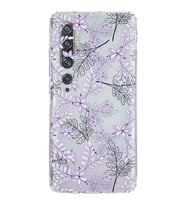Xiaomi  Poco X3  Kamera Korumalı Kapak Floral Lila Tasarımlı Şeffaf  Kılıf