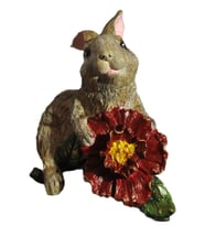 ÇİÇEKLİ TAVŞAN, 16 cm, El Boyaması Biblo, Dekoratif El Sanatları, ev & ofis özgün süs dekor ürünü