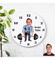 Karikatürlü Sporcu Kişiye Özel Duvar Saati