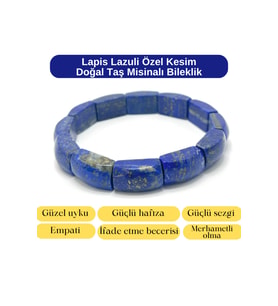 SERTİFİKALI Lapis Lazuli Özel Kesim Doğal Taş Misinalı Bileklik