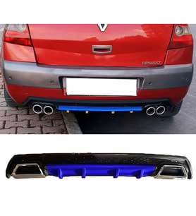 Renault Megane 2 Mavi Difüzör Çiftli Kare Egzoz Görünümlü D Tip Difizör 2002 - 2009