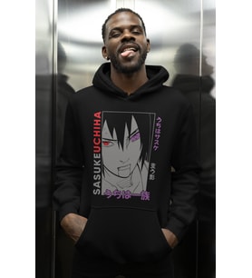 Sasuke Uchiha Naruto Baskılı Unisex Oversize Anime Karakter Hoodie