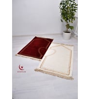 Çiftlere Özel Kalpli Seccade -Eşli Çift Seccade (Kırmızı)