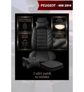 peugeot 408 2014 Koltuk ve Kılıf uyumlu Lüks Siyah Yastık Minder 2 Minder 2 Yastık