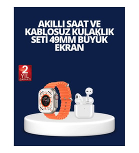 Mey İthalat® Watch 9 Max Akıllı Saat ve Kablosuz Kulaklık Seti 2 Kordonlu Sesli Görüşme Özellikli