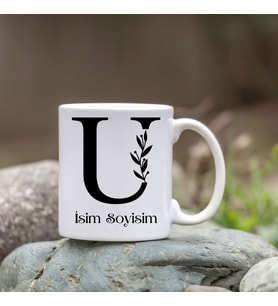 Kişiye Özel U Harfi Bardak - İsim Yazılı Bardak - İsimli Bardak