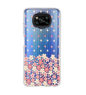 Poco X3 NFC Uyumlu Çiçek Desenli Şeffaf Telefon Kılıfı