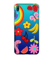 PrintiFy Huawei Y7 Pro 2019 ile Uyumlu 1mm Slim Fit Water Color 5 Baskılı Şeffaf  Kılıf