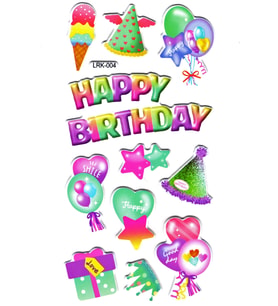 Sticker Kabartmalı Stiker Defter Planlayıcı Etiket (Lrk004)-17x9 cm- Doğum Günü, Balon