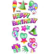 Sticker Kabartmalı Stiker Defter Planlayıcı Etiket (Lrk004)-17x9 cm- Doğum Günü, Balon