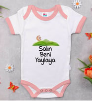 BK Kids Salın Beni Yaylaya Tasarımlı Pembe Bebek Body Zıbın-1