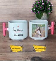 Fen Bilimleri Öğretmeni Kupa Bardak Fotoğraflı T Pembe Kulplu Öğretmenler Günü Hediyesi
