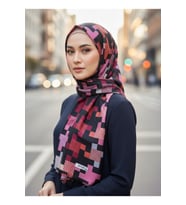 Geometrik Desenli Kadın Eşarp – Modern Şık Yumuşak Dokulu Günlük & Özel Gün Eşarp 95 x 95 cm