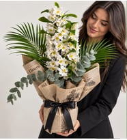 Gazete Buketli Saksıda Dendrobium