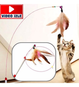 Kedi Oyuncağı Kedi Oyun Oltası Çelik 90 Cm Tüylü Kedi Oyuncağı 