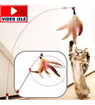 Kedi Oyuncağı Kedi Oyun Oltası Çelik 90 Cm Tüylü Kedi Oyuncağı 