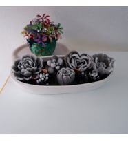 El Yapımı Çiçekli Dekoratif Uzun Mum  Modern Ev Dekorasyonu Masa ve Sehpa Süsü Hediyelik Mum 20 cm (Beyaz-Siyah)