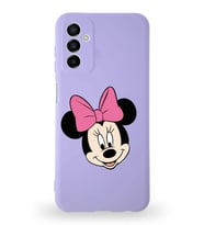 Samsung Galaxy M13 Uyumlu Lansman Kılıf Altı Kapalı İçi Kadife  Minnie Mouse-C Tasarımlı  Kapak (Şeffaf)