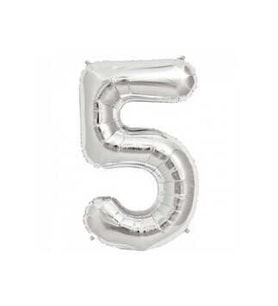 FOLYO BALON RAKAM 5 GÜMÜŞ 32INC PK:1-