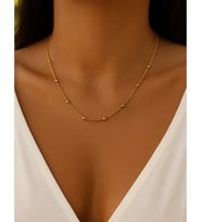 Fıora Boncuklu Gold Kolye Zincir - Kadın - Şık - Zarif - Hediyelik