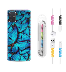 Samsung a71 A72 A73 A7 A9 2018 C7 C9 Kılıf Kablo Koruma Spiral Silikon Owl 1351