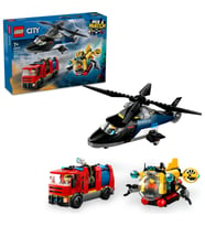 ® City Helikopter, İtfaiye Kamyonu ve Denizaltı Karışımı 60462 - 7 Yaş ve Üzeri Çocuklar için Oyunca