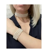Şık Sevgililer Günü Hediyesi Küçük İncili Kolye Bileklik Set (Krem)