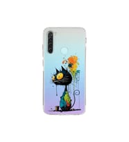 Redmi Note 8 ile Uyumlu Splash Kedi Tasarımlı Şeffaf Silikon Kılıf
