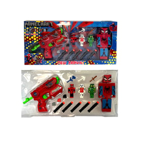 Minecraft Örümcek Adam Nerf Karakter Oyuncak Spider Man Nörf Tabanca Seti (Kırmızı)