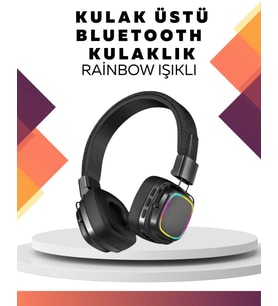 Kablosuz RGB Işıklı Katlanabilir Bluetooth Kulak Üstü Kulaklık