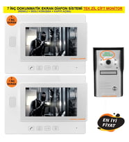 7 Inç Dokunmatik Ekran Diafon Sistemi Tek Zil Çift Monitör (Renkli+ Sesli Konuşma+Kapıyı Açma)