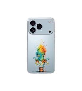 iPhone 17 Pro ile uyumlu Splash ahtapot tasarımlı şeffaf silikon kılıf
