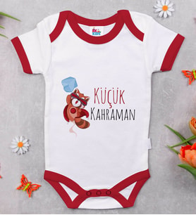 BK Kids Küçük Kahraman Tasarımlı Kırmızı Bebek Body Zıbın-1