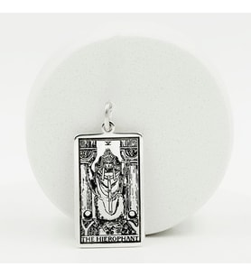 Gümüş   " THE HIEROPHANT " Aziz Tarot Kolye Kolye Ucu