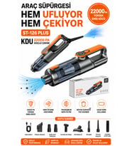 ST-126 Plus 22000Pa Kablosuz Araç Süpürgesi Güçlü Çekim Üflemeli Dijital Ekranlı Işıklı El Süpürgesİ ( Turuncu )