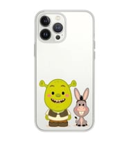 Iphone 12 Pro Uyumlu Shrek ve Eşek Tasarımlı Şeffaf Telefon Kılıfı
