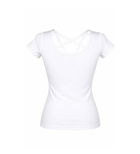 Trender Arka Çapraz Ekru Kadın T-Shirt 2606-04