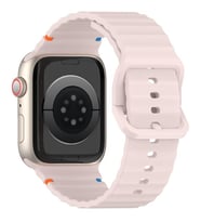 Apple Watch 10/11 42mm-38/40/41mm Kordon Dekoratif Örgü Çizgili Spor Silikon Kay (Pembe)