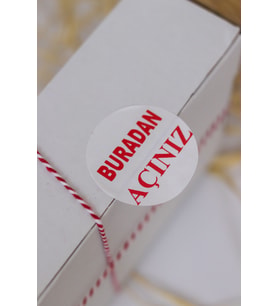 Buradan Açınız Beyaz 40 mm Yuvarlak Yapışkanlı Sticker Etiket 120 Adet
