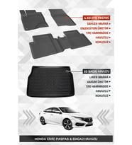 Sahler Honda Civic 2016-2021 Uyumlu 4.5d Premium Havuzlu Oto Paspas ve Liner Marka 3D Bagaj Havuzu - Civic fc5