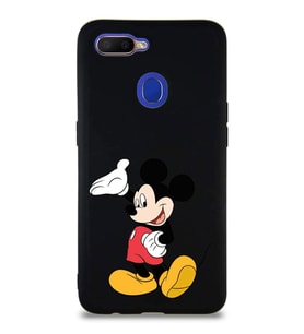 Oppo A12 Soft Premier Kapak Mickey Mouse-C Tasarımlı Silikon Kılıf - Siyah (Şeffaf)