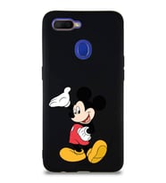 Oppo A12 Soft Premier Kapak Mickey Mouse-C Tasarımlı Silikon Kılıf - Siyah (Şeffaf)
