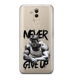 Huawei Mate 20 Lite Uyumlu Arnold Fitness Never Give Up Desenli Şeffaf Telefon Kılıfı